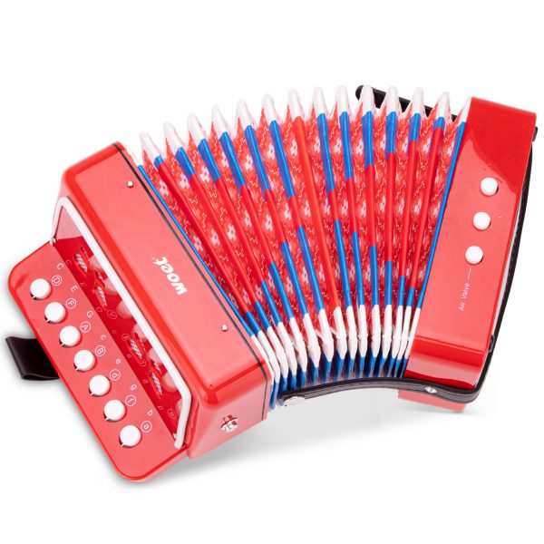 Accordeon met muziekboekje - rood