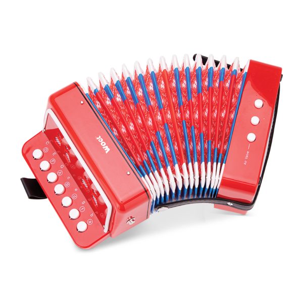 Accordeon met muziekboekje - rood