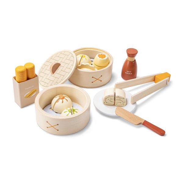 Houten dim sum eetset
